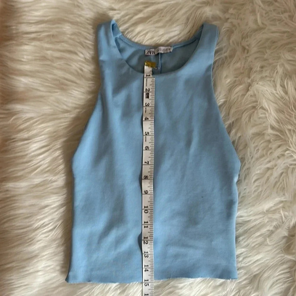 Zara blue tank top size small baby blue round neck tank - Picture 6 of 7